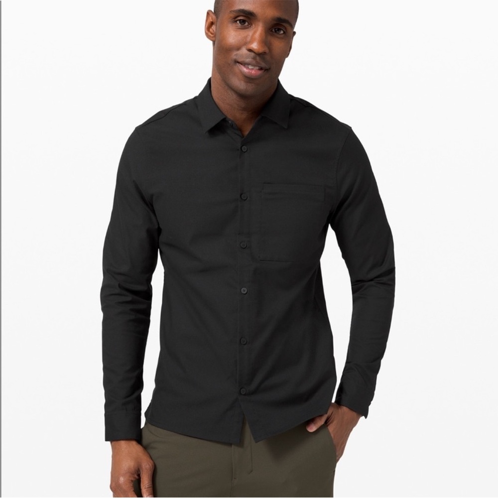 Lululemon Masons Peak Long Sleeve Shirt Black Button Up Men's Large